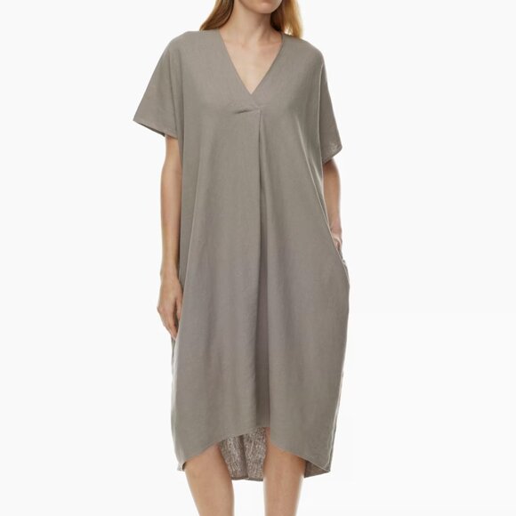 Aritzia The Group‎ Babaton Charette Linen Tunic Midi Dress Size S Gray Pockets